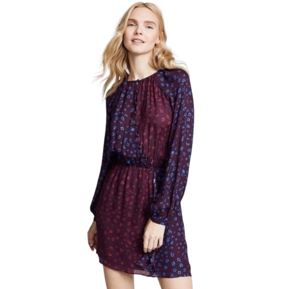 Parker Cobalt Leopard Silk Blend Dress Size Large Women
